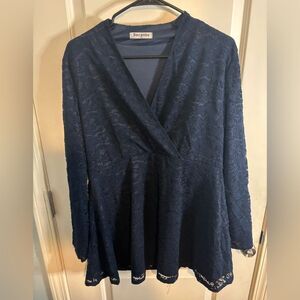 Becanbe Navy Lace Blouse size xl EUC